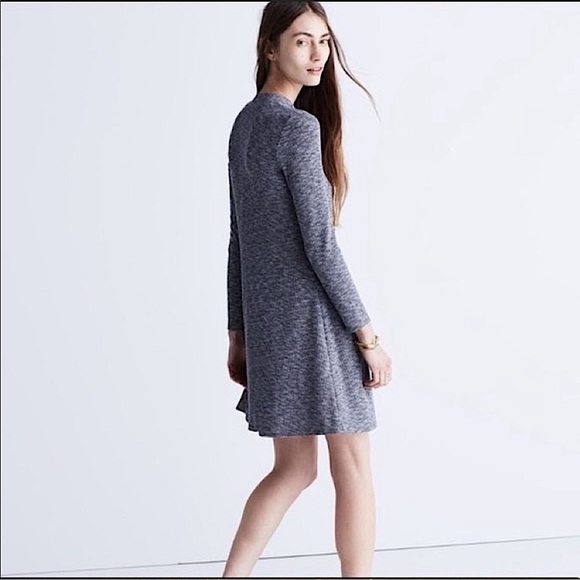 Madewell Cityblock Mockneck Ribbed Long Sleeve Grey Dress - Picture 2 of 9